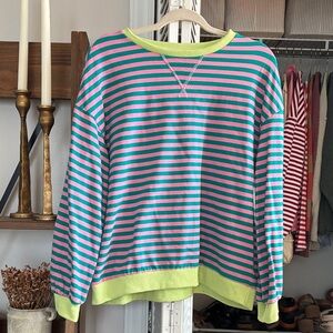2/$20 Striped Pink and Green Sweatshirt